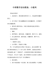 中班数学活动教案：小裁判