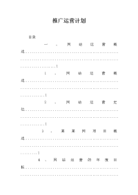 推广运营计划