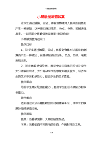 小班触觉教育教案