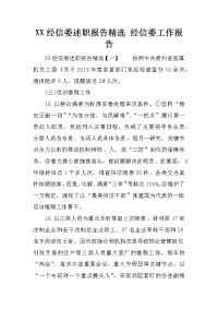 XX经信委述职报告精选 经信委工作报告