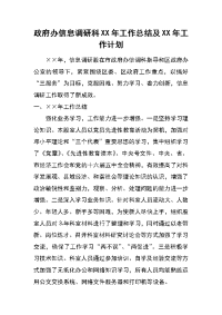 政府办信息调研科xx年工作总结及xx年工作计划