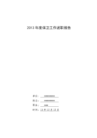 2013年度保卫工作述职报告