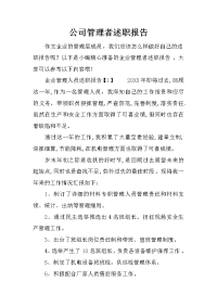 公司管理者述职报告