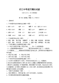 初中语文中考模拟题