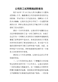 公司员工试用期满的述职报告