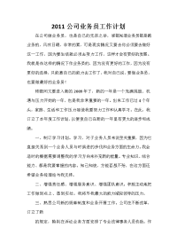 业务员工作计划 2020公司业务员工作计划