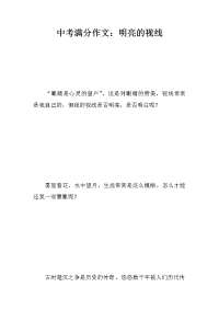 中考满分作文：明亮的视线.docx