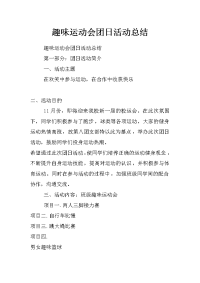 趣味运动会团日活动总结