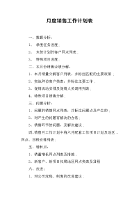 月度销售工作计划表.docx