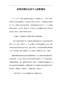 信用社网点主任个人述职报告