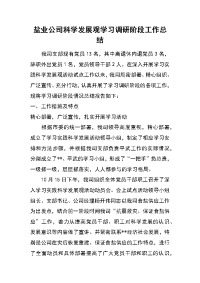 盐业公司科学发展观学习调研阶段工作总结