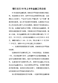 银行支行xx年上半年金融工作总结