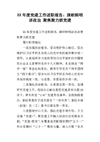 某年度党建工作述职报告：旗帜鲜明讲政治 聚焦聚力抓党建