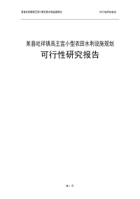 某县吐祥镇禹王宫小型农田水利设施规划可行性研究报告