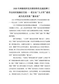 2020年两新组织党员教育特色党建品牌工作总结经验做法交流----把企业“人才库”建设成为党员发展“蓄水池”.doc