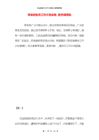 珠宝销售员工作计划表格