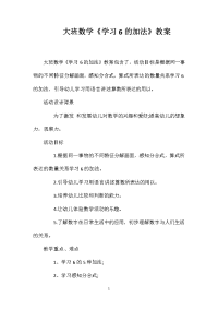大班数学《学习6的加法》教案