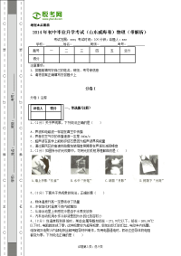 2014年山东威海初中物理中考试卷(带解析)