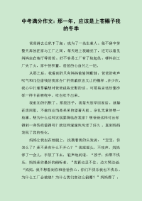 中考满分作文：那一年，应该是上苍赐予我的冬季.docx