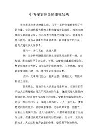 中考作文开头的漂亮写法