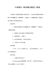 中班数学《相邻数在哪里》教案