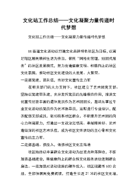 文化站工作总结——文化凝聚力量传递时代梦想