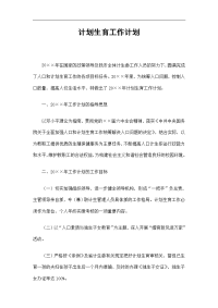 计划生育工作计划精选