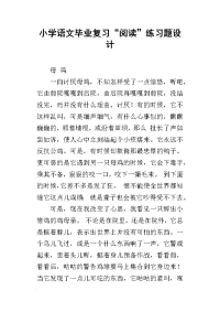 小学语文毕业复习“阅读”练习题设计