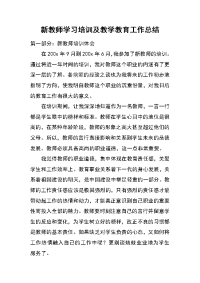 新教师学习培训及教学教育工作总结