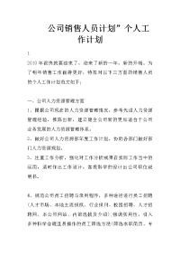 公司销售人员计划”个人工作计划