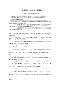 初中数学中考总复习专题资料