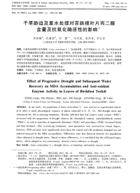 干旱胁迫及复水处理对百脉根叶片丙二醛含量及抗氧化酶活性的影响