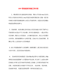 ERP系统试运行准备工作计划