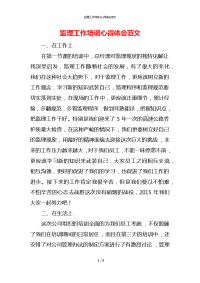 监理工作培训心得体会范文