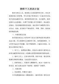 教师个人培训计划