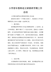 小学青年教师语文研修班学期工作总结