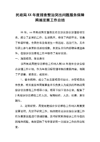 民政局xx年度排查整治突出问题服务保障跨越发展工作总结