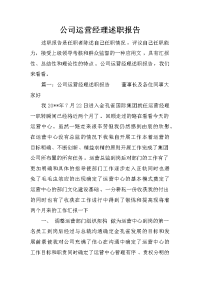 公司运营经理述职报告