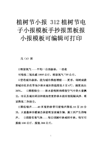 植树节小报 312植树节电子小报模板手抄报黑板报小报模板可编辑可打印