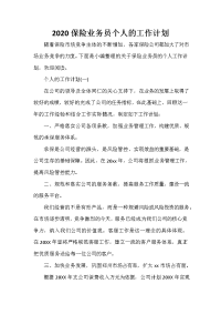 业务员工作计划 业务员工作计划大全 2020保险业务员个人的工作计划