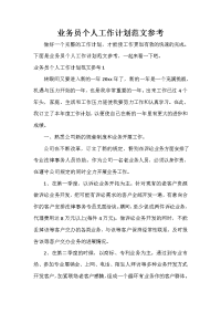 业务员工作计划 业务员工作计划汇总 业务员个人工作计划范文参考