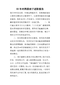 某年村两委班子述职报告