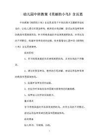 幼儿园中班教案《美丽的小鸟》含反思