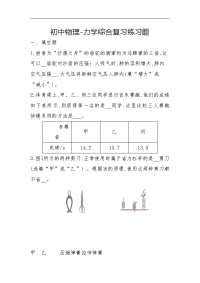 初中物理-力学综合复习练习题