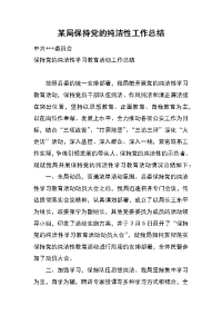 某局保持党的纯洁性工作总结