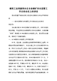 煤炭工业局副局长在全县煤矿安全监管工作总结会议上的讲话