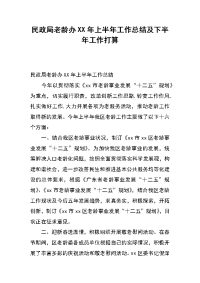 民政局老龄办xx年上半年工作总结及下半年工作打算