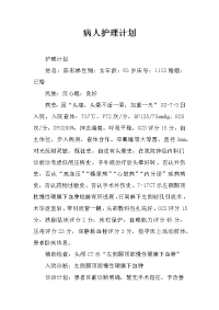 病人护理计划