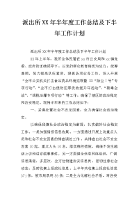 派出所xx年半年度工作总结及下半年工作计划