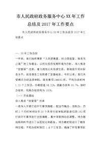 市人民政府政务服务中心xx年工作总结及2017年工作要点